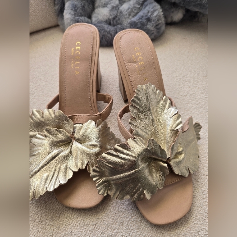 Cecelia New York, πΊ Hibiscus II, Slide Sandal, Tan/Beige/Light Gold, Size 7